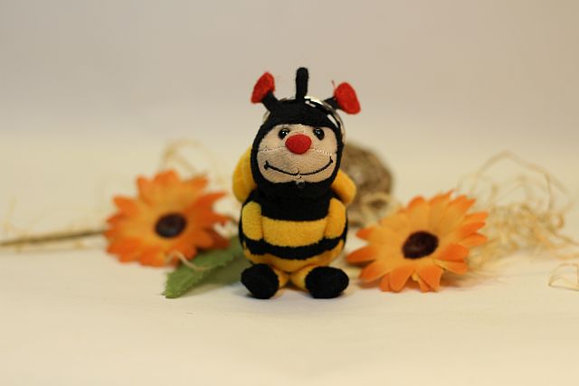 Porte-clés peluche abeille